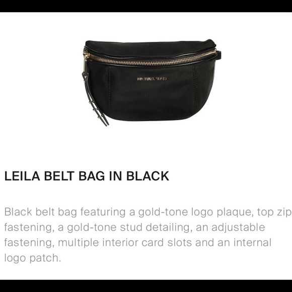 Nwot Authentic Michael Kors Leila Belt/FannyPack Black/Gold Tone Stud - Picture 5 of 5
